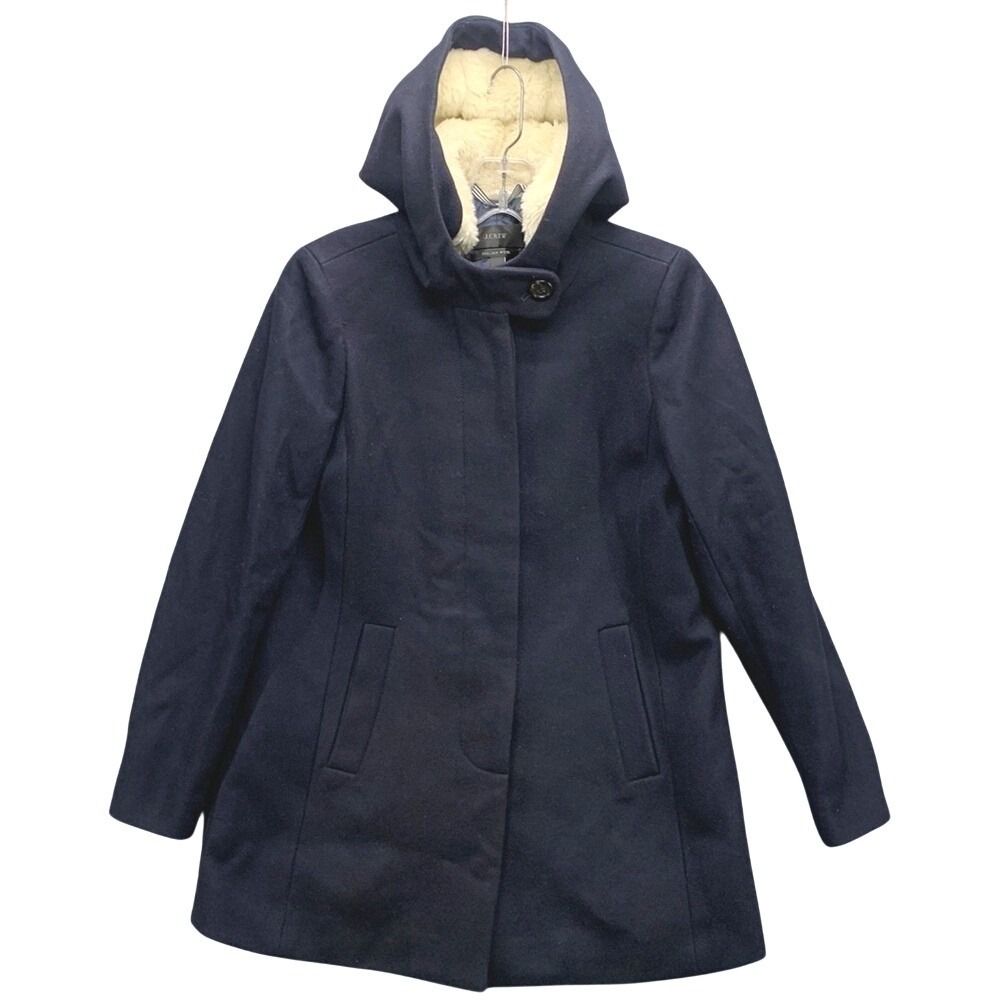 J.Crew Chateau Parka Jacket Womens 00 Blue Wool Blend Hooded Winter Outerwear